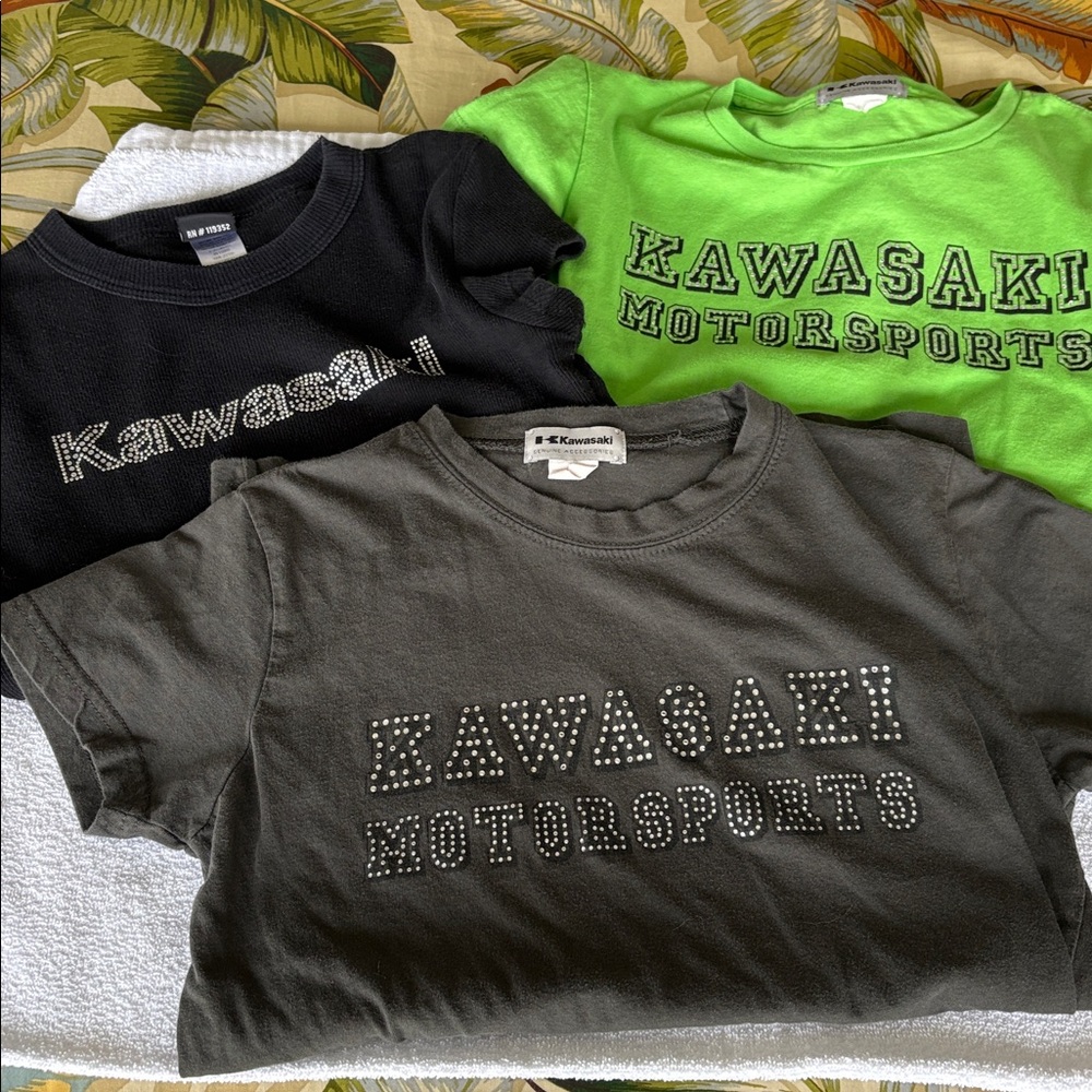 KAWASAKI Motorsports Green Diamanté T-Shirt + 2 FREE KAWA SHIRTS